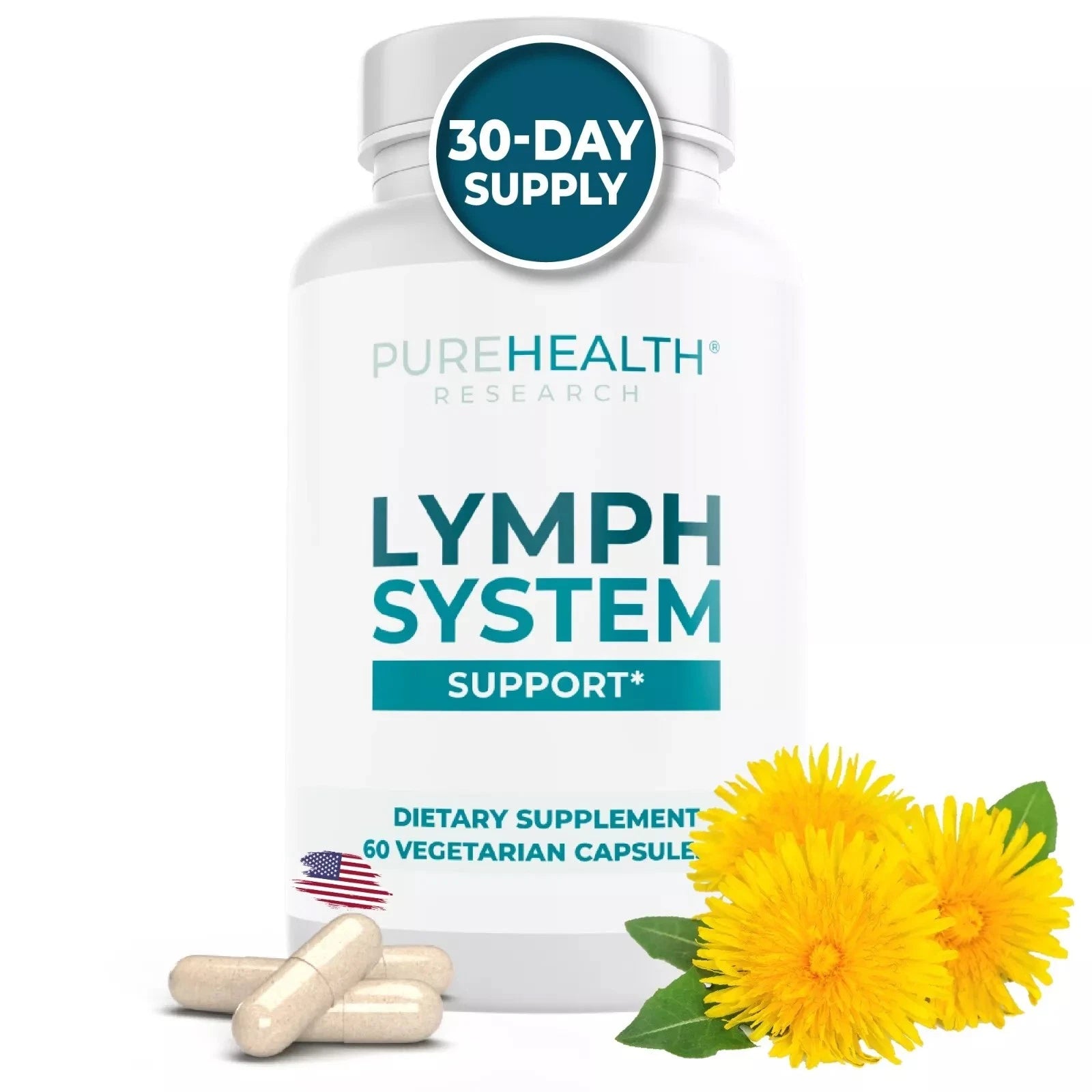 PureHealth Research Lymph System Capsules | Lymphatic Support Supplement | Reduces Swelling | 60 Capsules