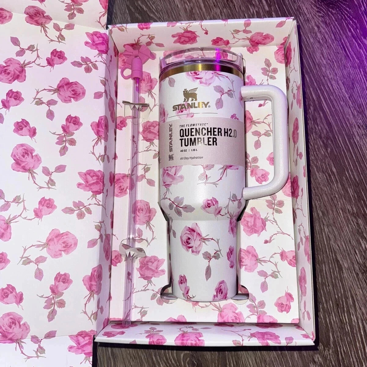 Stanley x LoveShackFancy 40 oz Holiday Rosa Beaux White Tumbler with Gift Box – Free Shipping