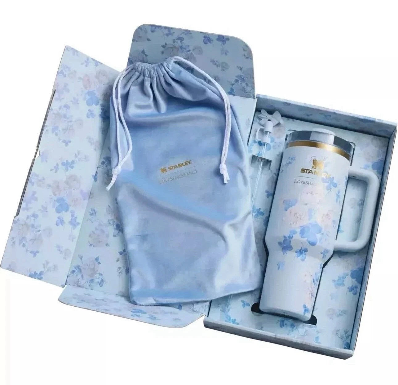 Stanley x LoveShackFancy 40oz Everblooming Rosettes Blue Quencher H2.0 FlowState™ Tumbler – Limited Edition Floral Cup