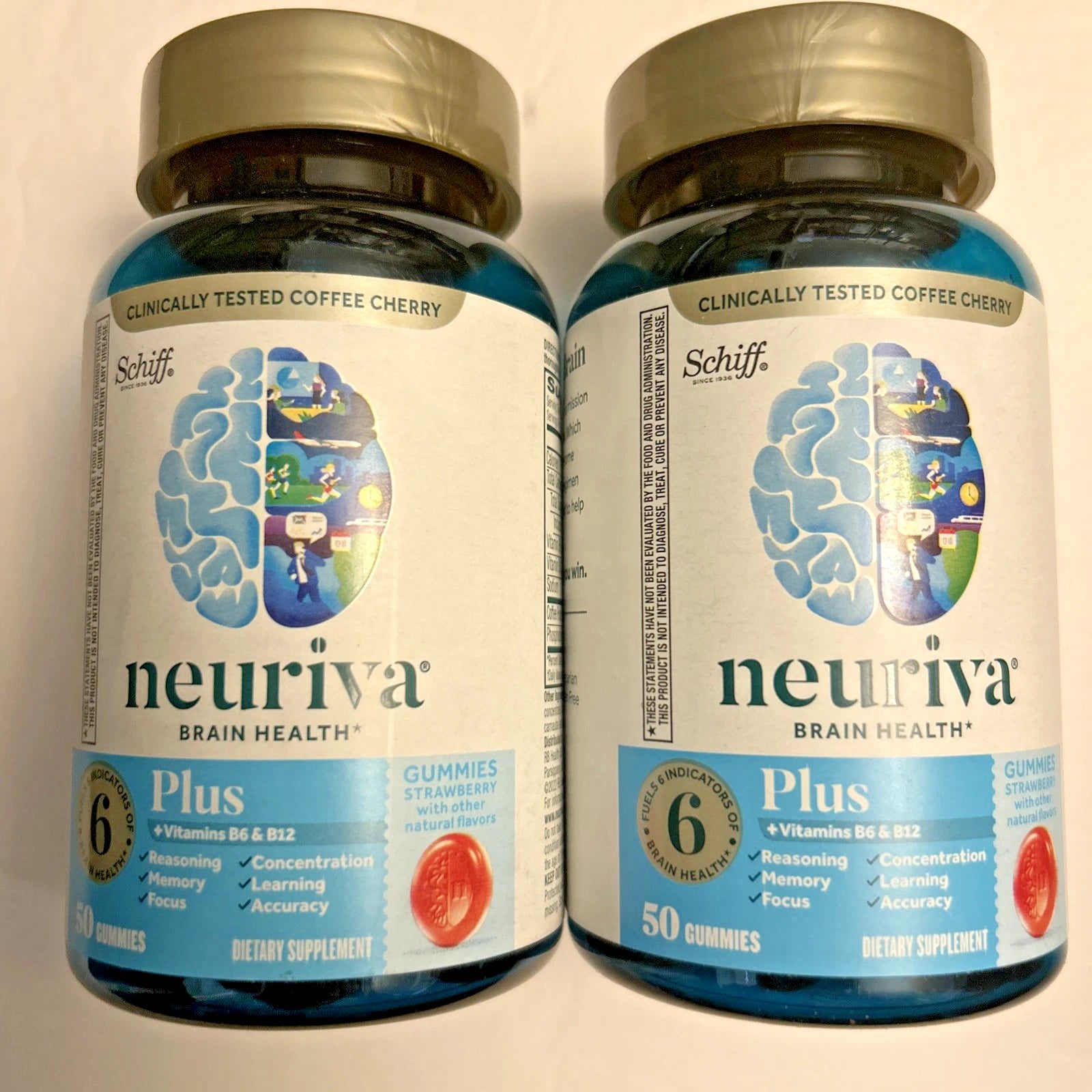 Neuriva Plus Brain Health Supplement Strawberry Gummies – 50 Gummies Each – 2 Pack – BB 04/2027