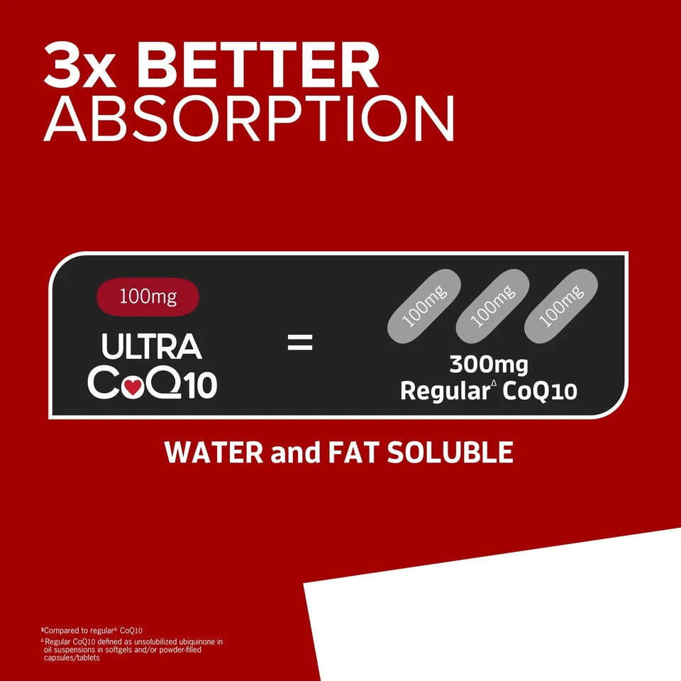 Qunol Ultra CoQ10 100 mg Softgels – 3X Better Absorption – Coenzyme Q10 Dietary Supplement