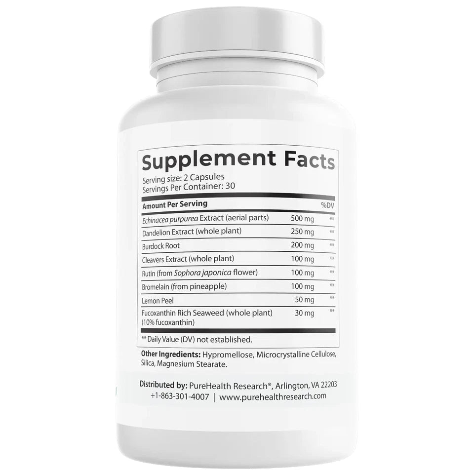 PureHealth Research Lymph System Capsules | Lymphatic Support Supplement | Reduces Swelling | 60 Capsules