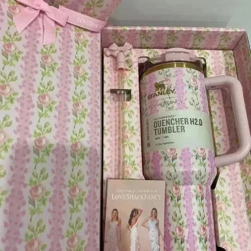 New Stanley x LoveShackFancy 40oz Quencher Tumbler – Blooming Heirloom Edition Limited Floral Cup
