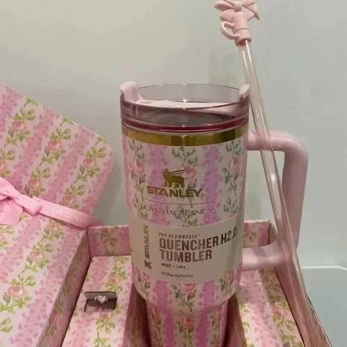 New Stanley x LoveShackFancy 40oz Quencher Tumbler – Blooming Heirloom Edition Limited Floral Cup