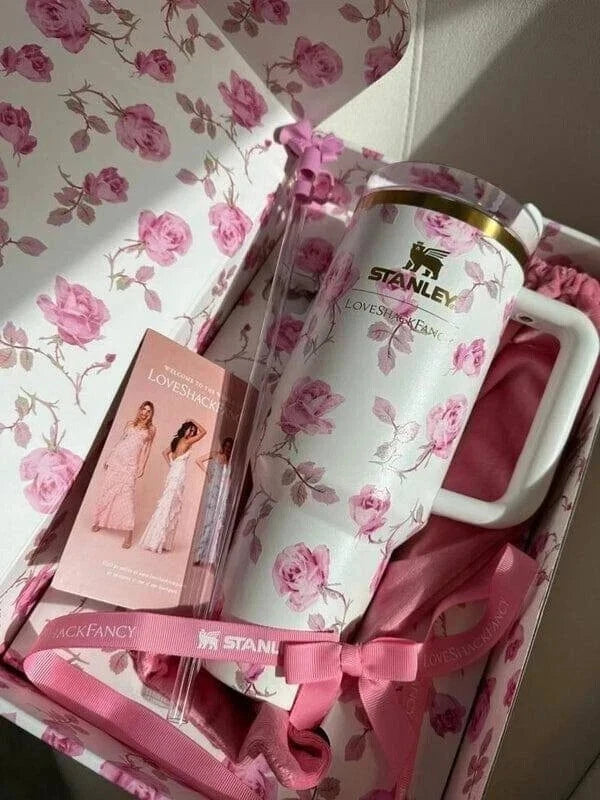 Stanley x LoveShackFancy 40 oz Holiday Rosa Beaux White Tumbler with Gift Box – Free Shipping