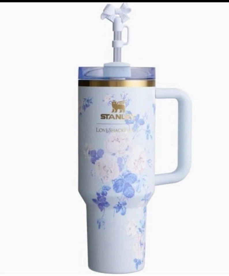 Stanley x LoveShackFancy 40oz Everblooming Rosettes Blue Quencher H2.0 FlowState™ Tumbler – Limited Edition Floral Cup