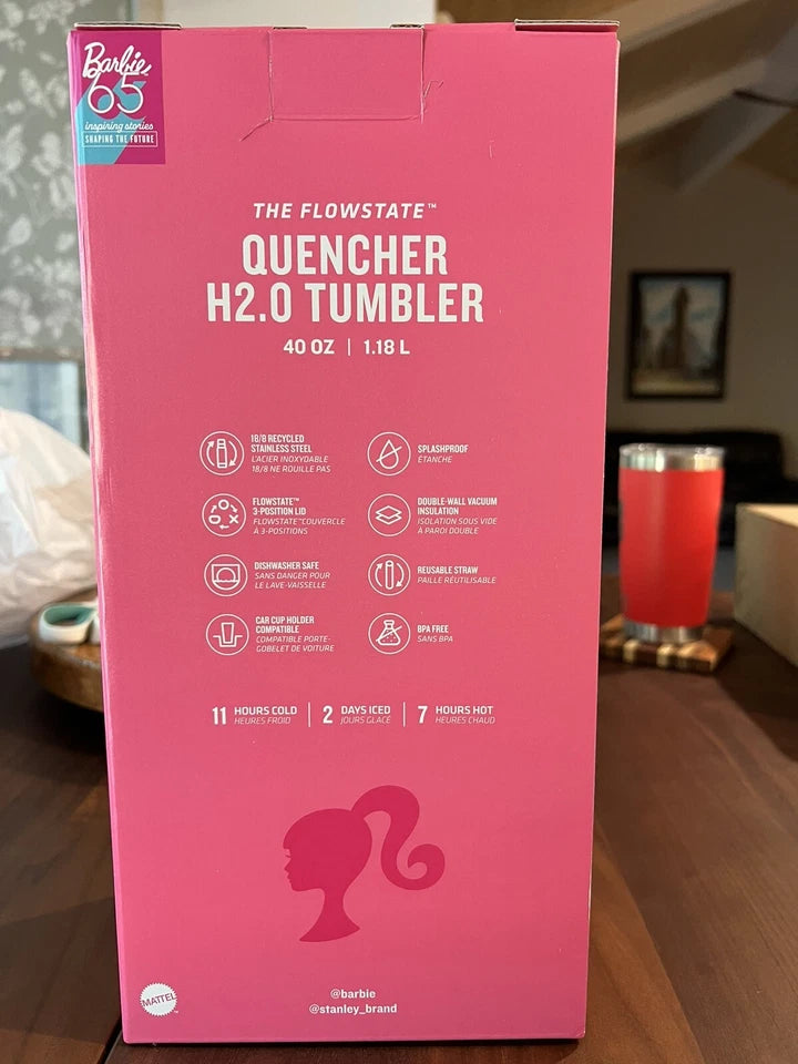 Stanley x Barbie Icon 40oz Quencher Tumbler – Limited Edition Brand New Pink Insulated Cup